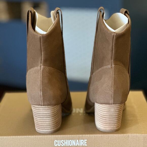 Cushionaire Women's Tan Rocky Western Stacked Heel Bootie w/stitching 9.5 NWT - Picture 6 of 13
